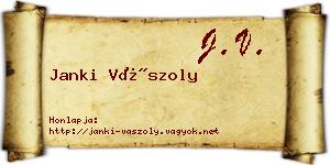 Janki Vászoly névjegykártya